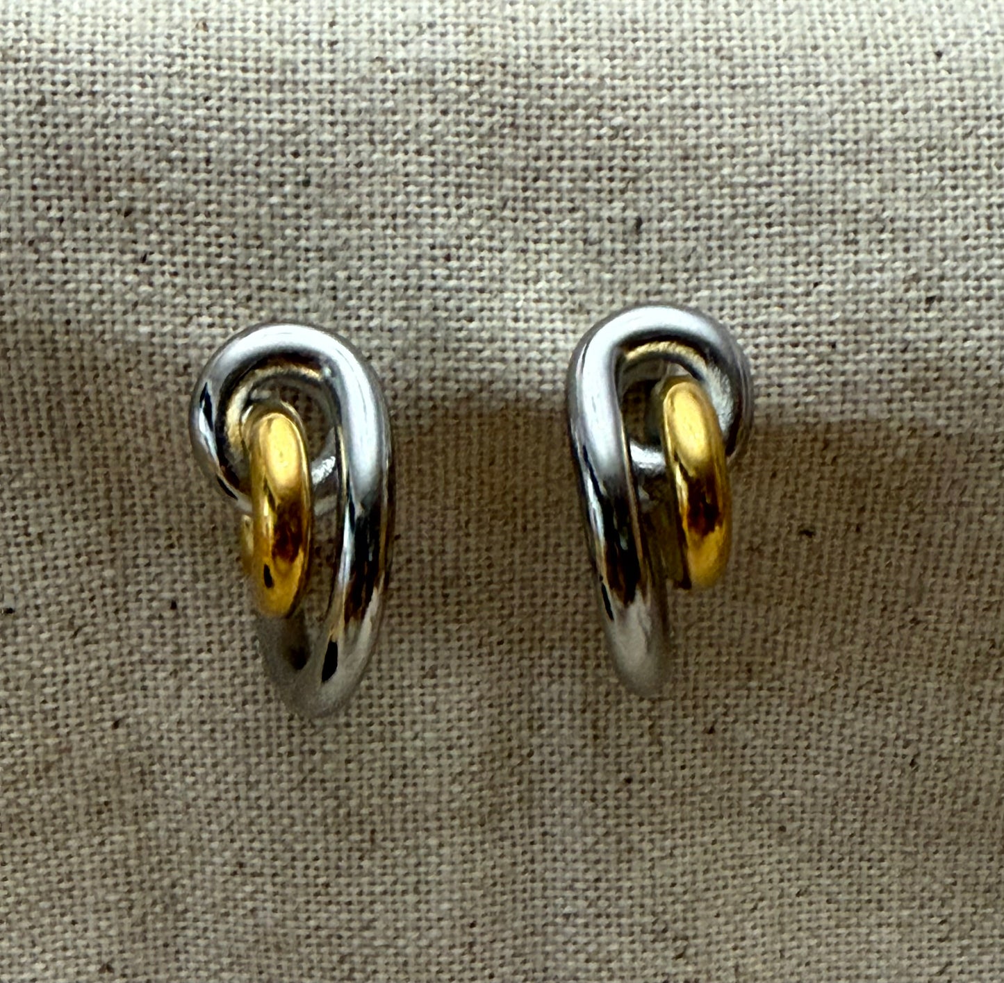 Two-Tone Intertwined Artsy Hoop Earrings