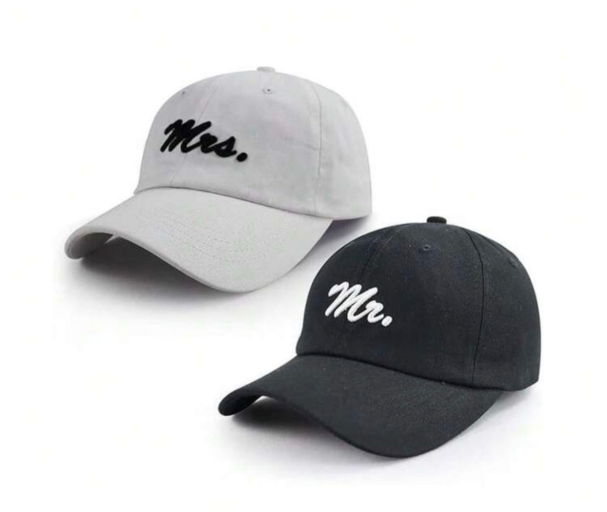2 pc. Mr & Mrs Baseball Caps (Smaller Font)