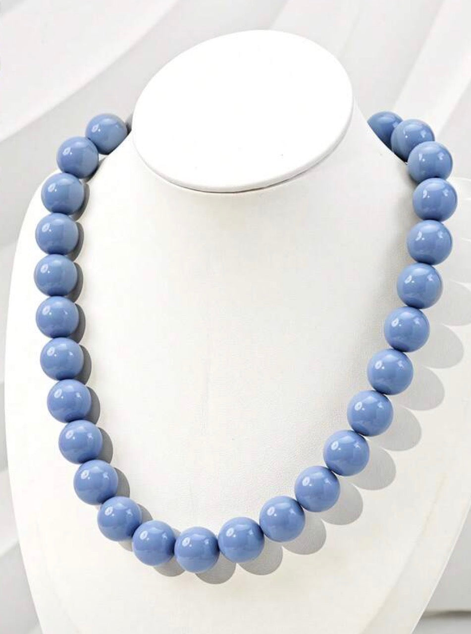 Periwinkle Blue Sky Beaded Necklace