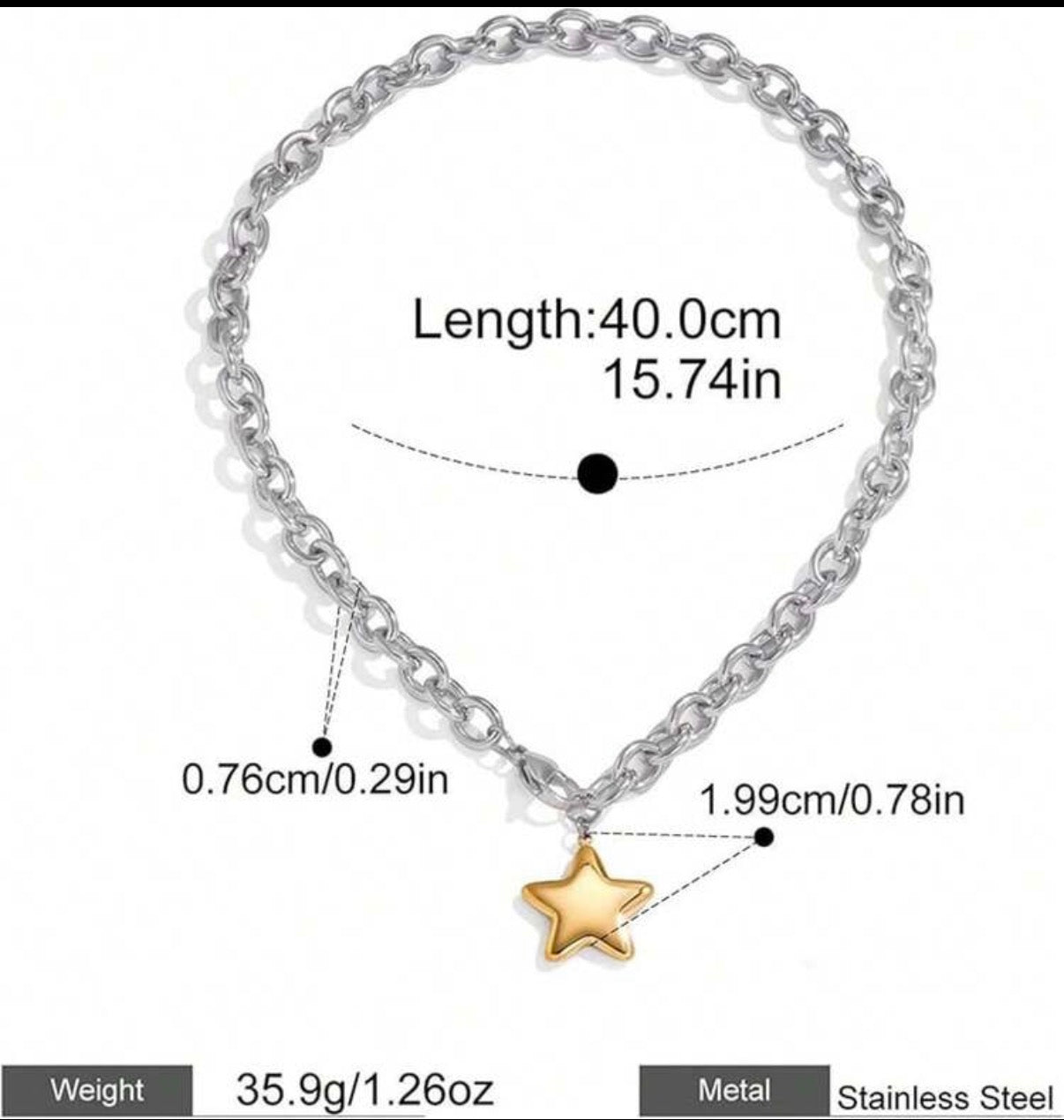 Stunning Two-Tone Silver Chain with Gold Star Pendant