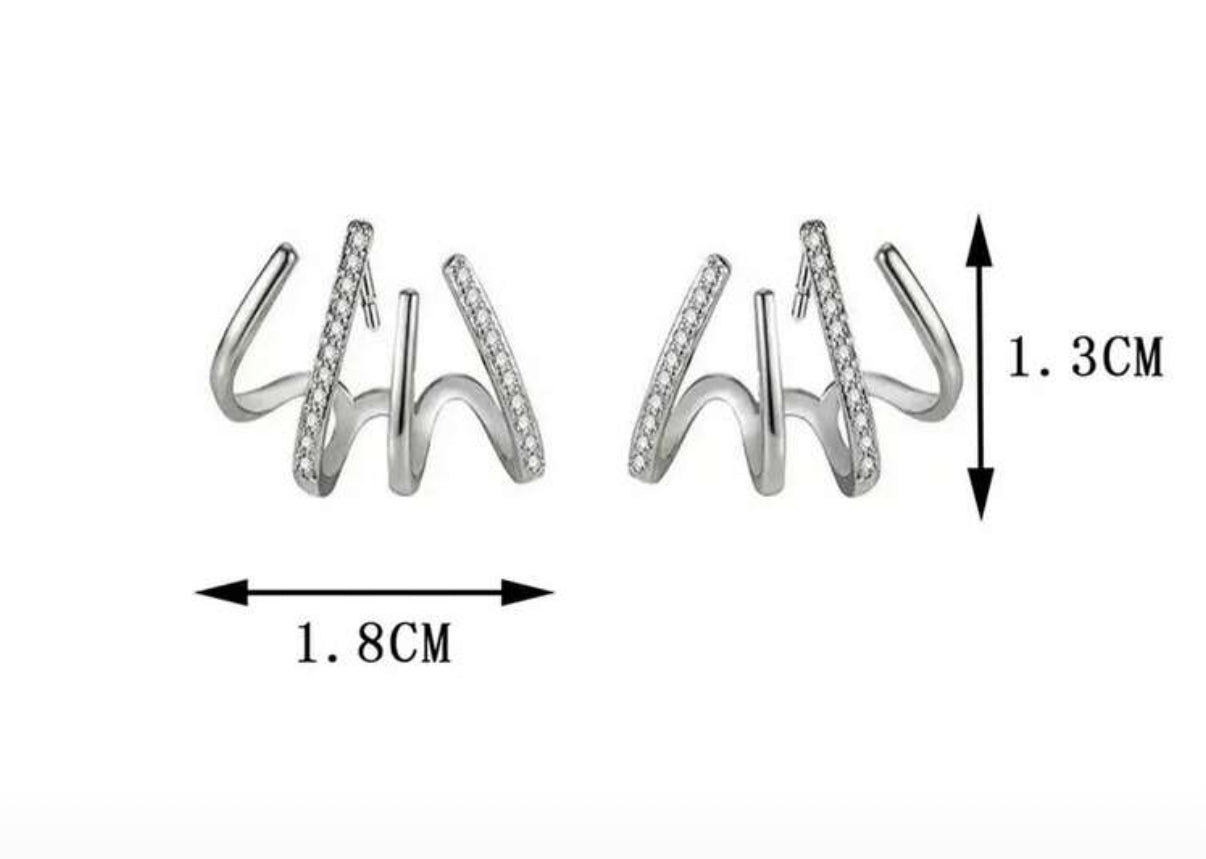 Silver Elegant Pavé 4 Claw Stud Earrings