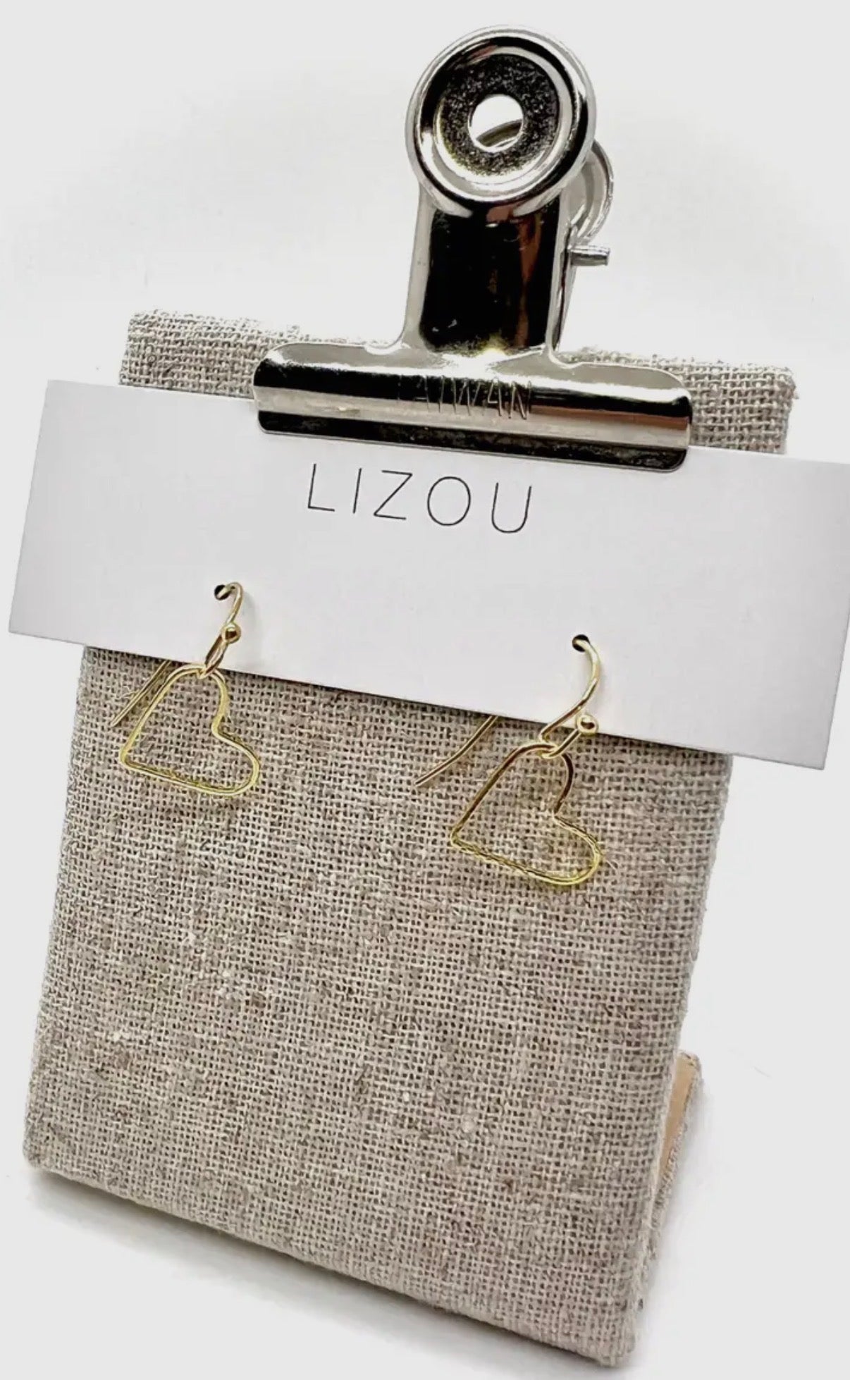 Small Gold Fishook Cutout Heart Dangle Earring