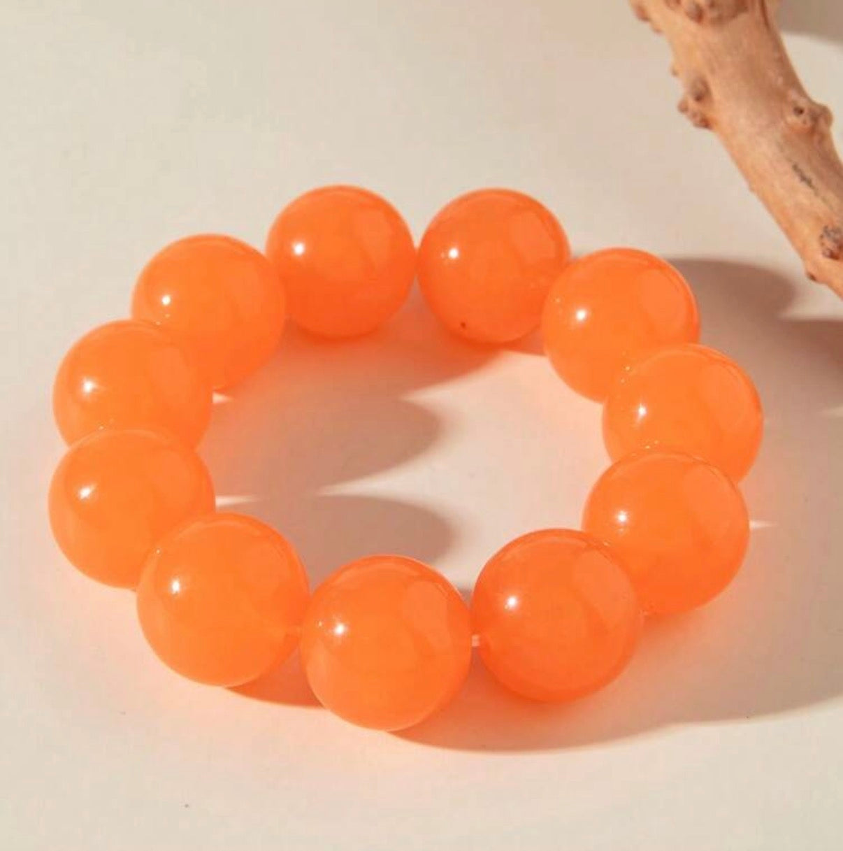 Fun, Stylish & Chic Bohemian Candy-Colored Acrylic Beaded Stretch Bracelet (Orange Creamsicle)