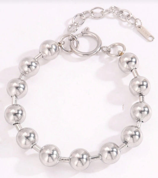 Silver Steel Ball Bracelet