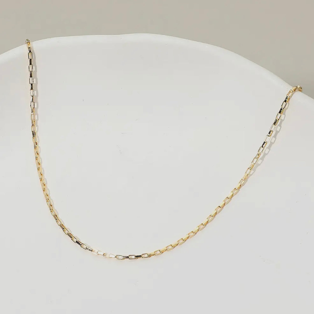 16” - 18 K Gold Filled Geometric Link Box Chain Necklace with charm