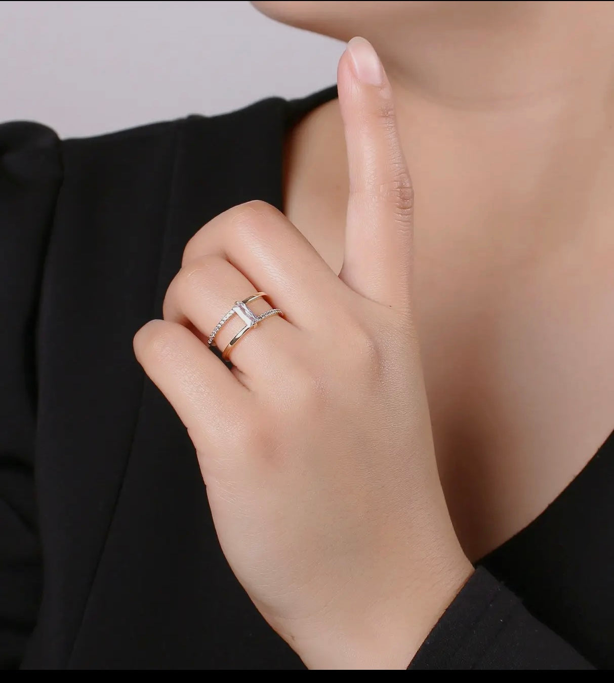 Gold Filled Double Band
Baguette Micro Paved Cz Ring