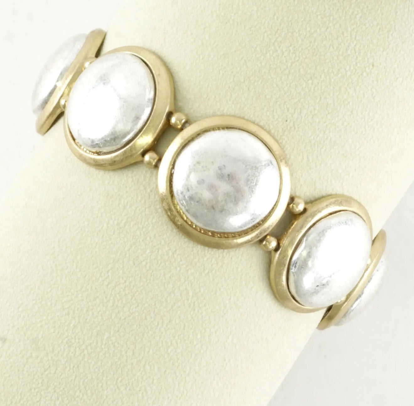 2 Tone Round Gold
Stretch Bracelet