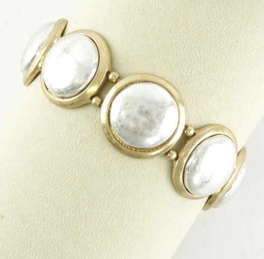 2 Tone Round Gold
Stretch Bracelet