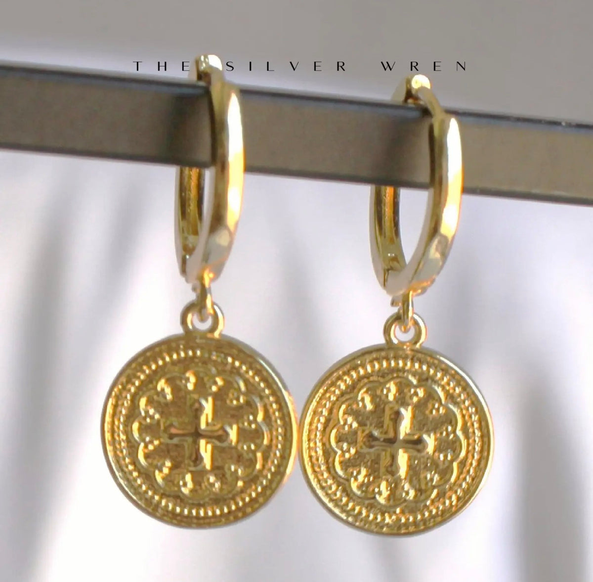 Gold Coin Huggie Hoops