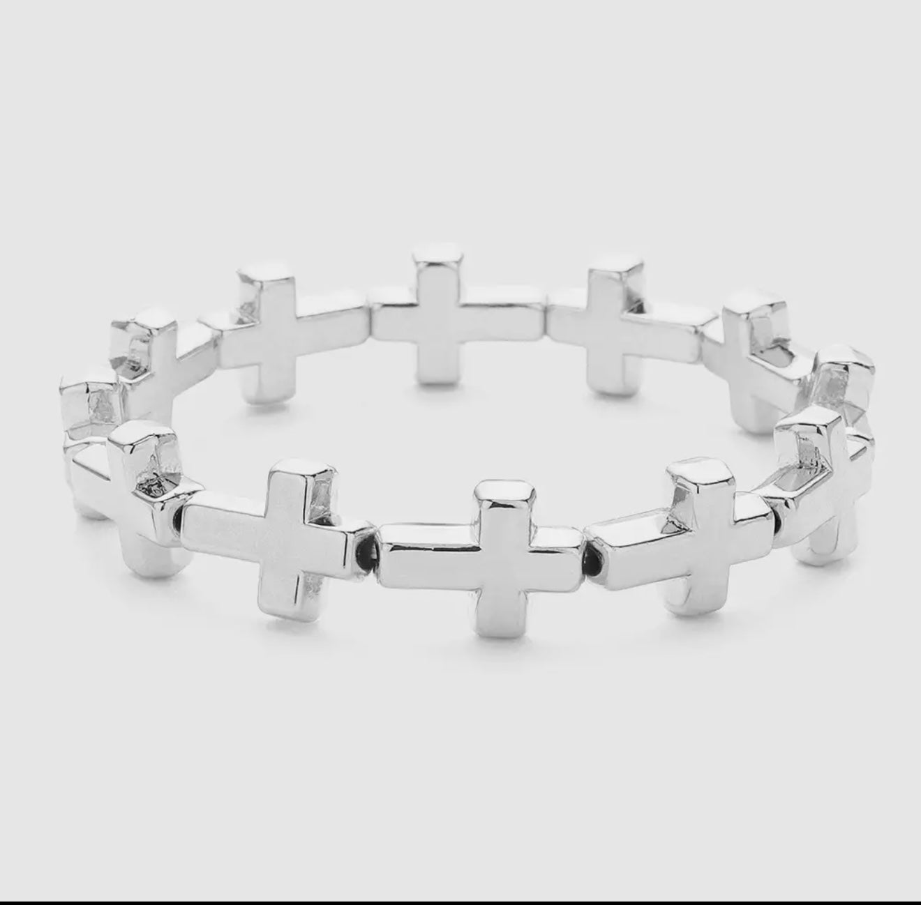Silver Metal Cross Beaded
Stretch Bracelet