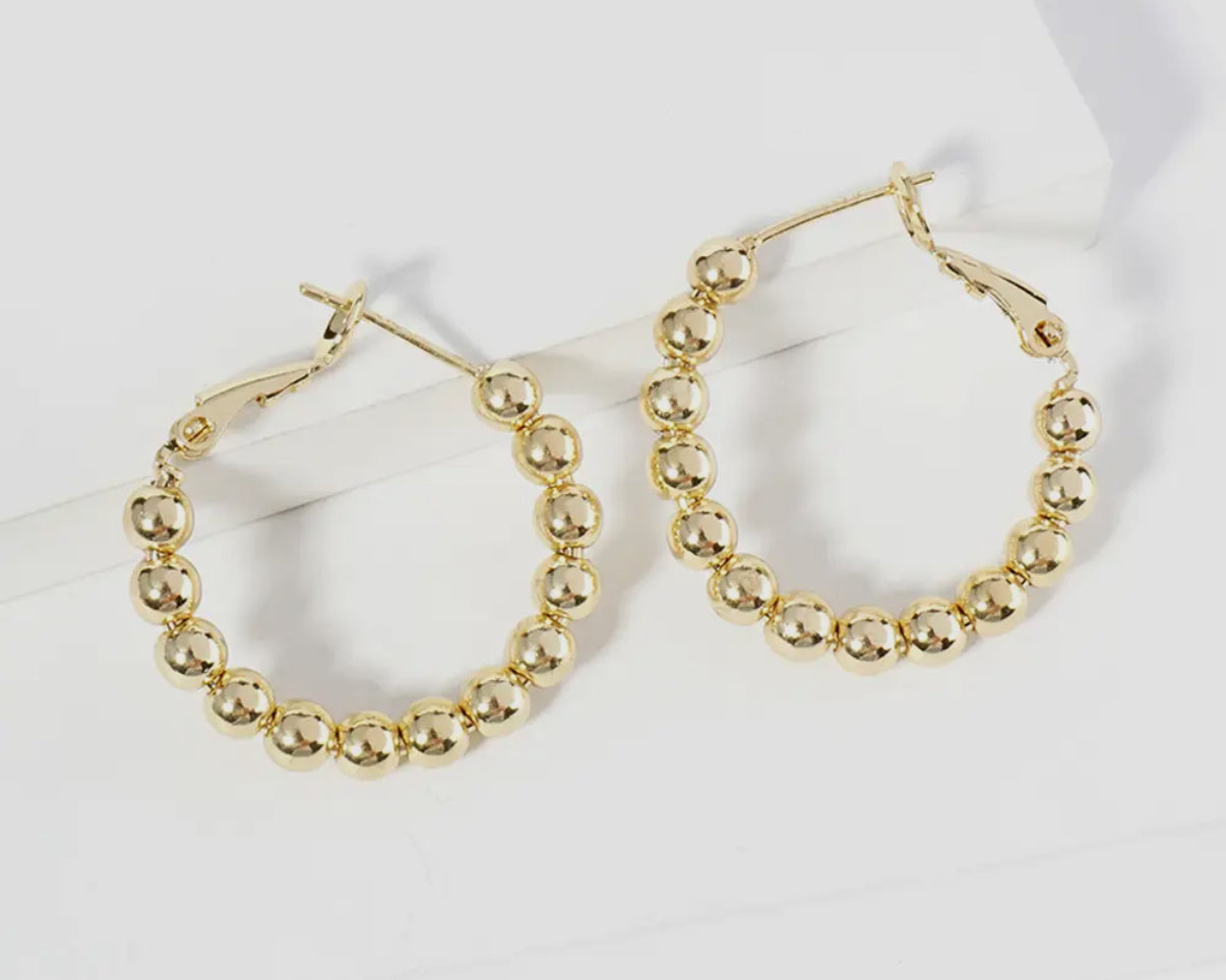 1” Gold Metal Ball Hoop Earrings