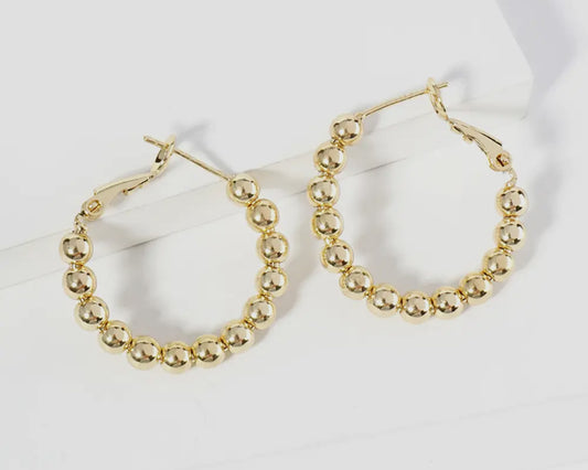 1” Gold Metal Ball Hoop Earrings