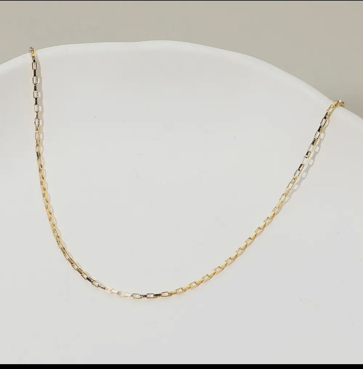 16” - 18 K Gold Filled Geometric Link Box Chain Necklace with charm