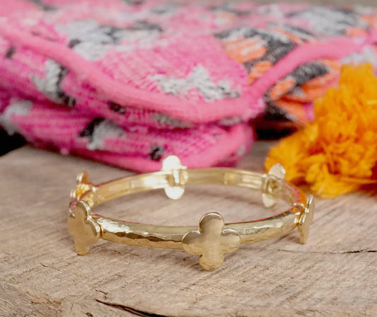 Gold Clover Bangle Bracelet