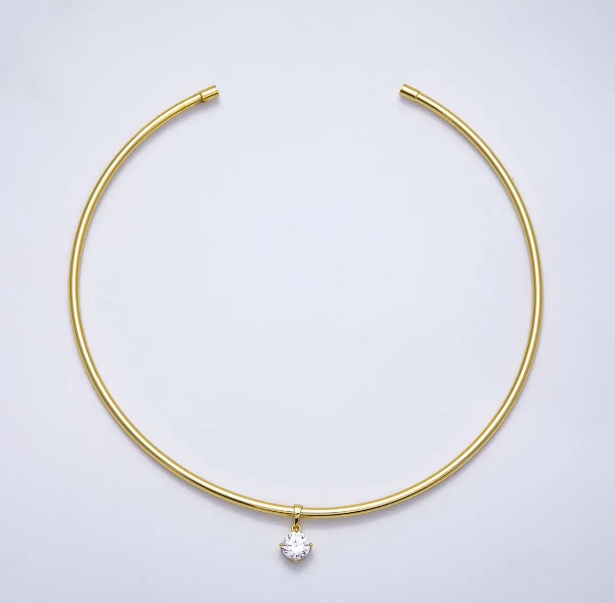 16k Gold Filled 3mm Round
Solitaire Cz Tube Choker
Floating Collar Necklace |