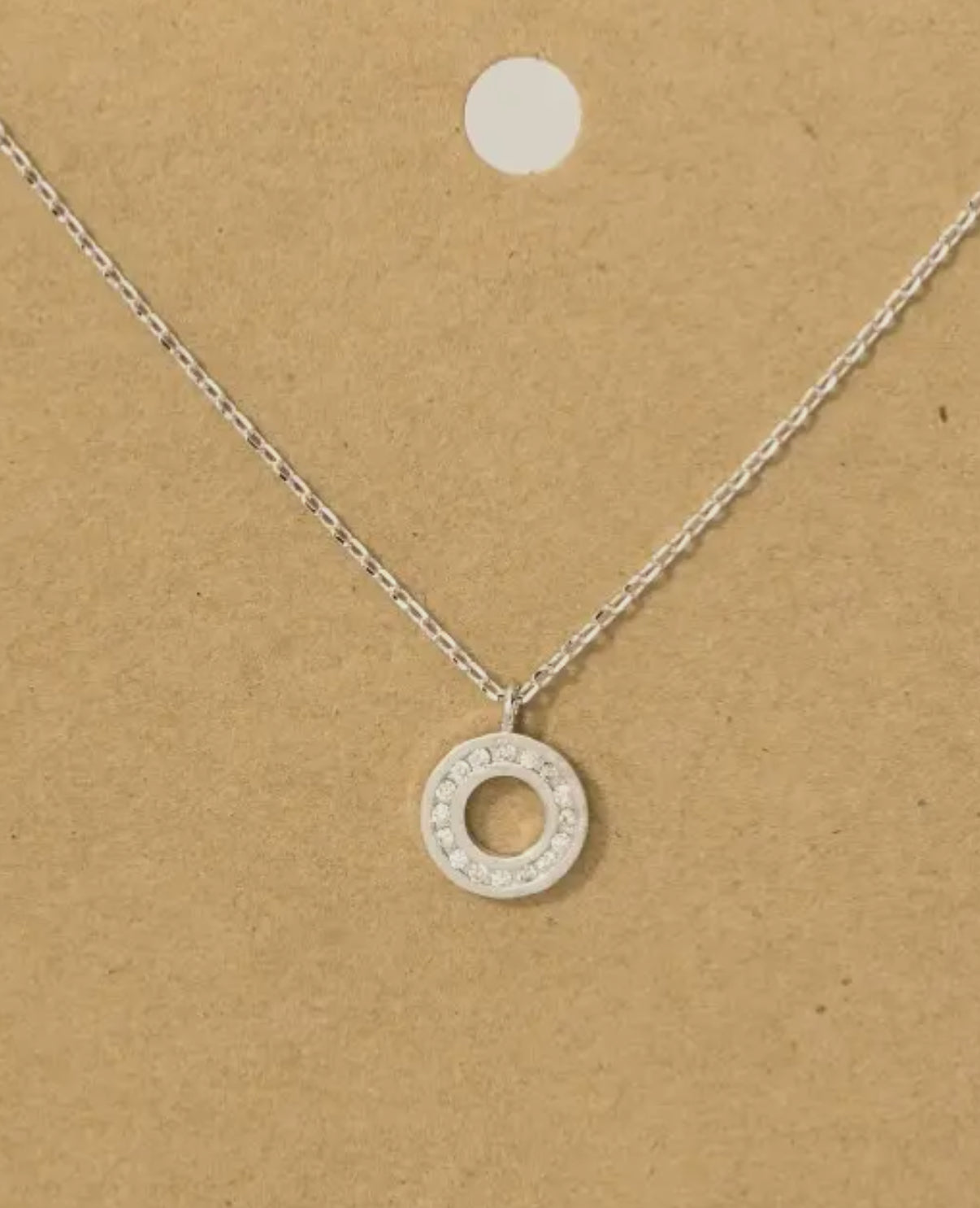 Silver Pave Circle
Pendant Necklace