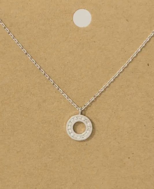 Silver Pave Circle
Pendant Necklace