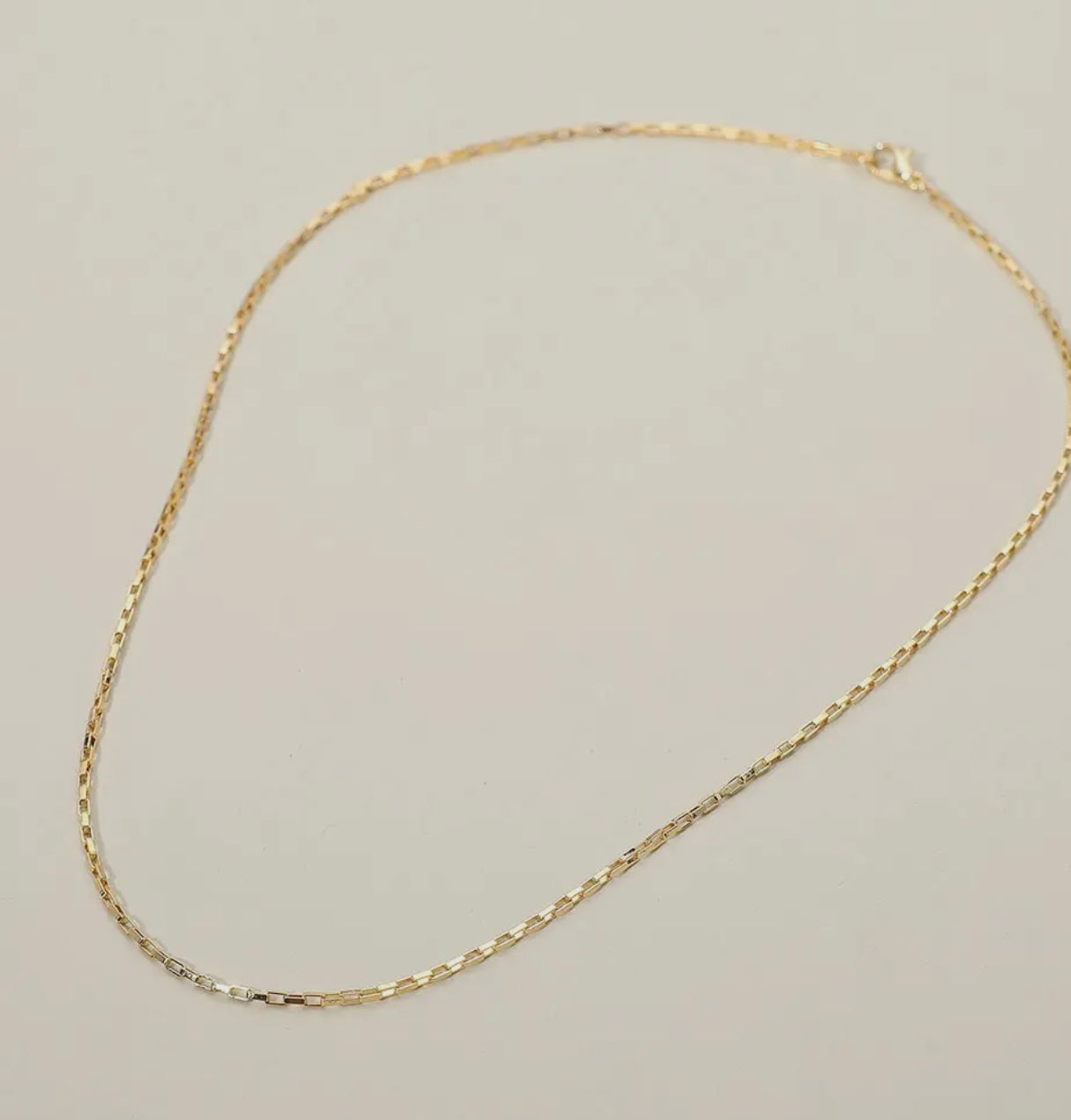 16” - 18 K Gold Filled Geometric Link Box Chain Necklace with charm
