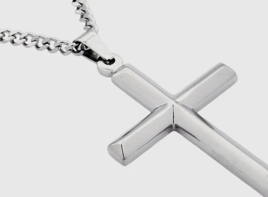 Men's Stainless Steel Cross
Pendant with 24" Cuban Chain