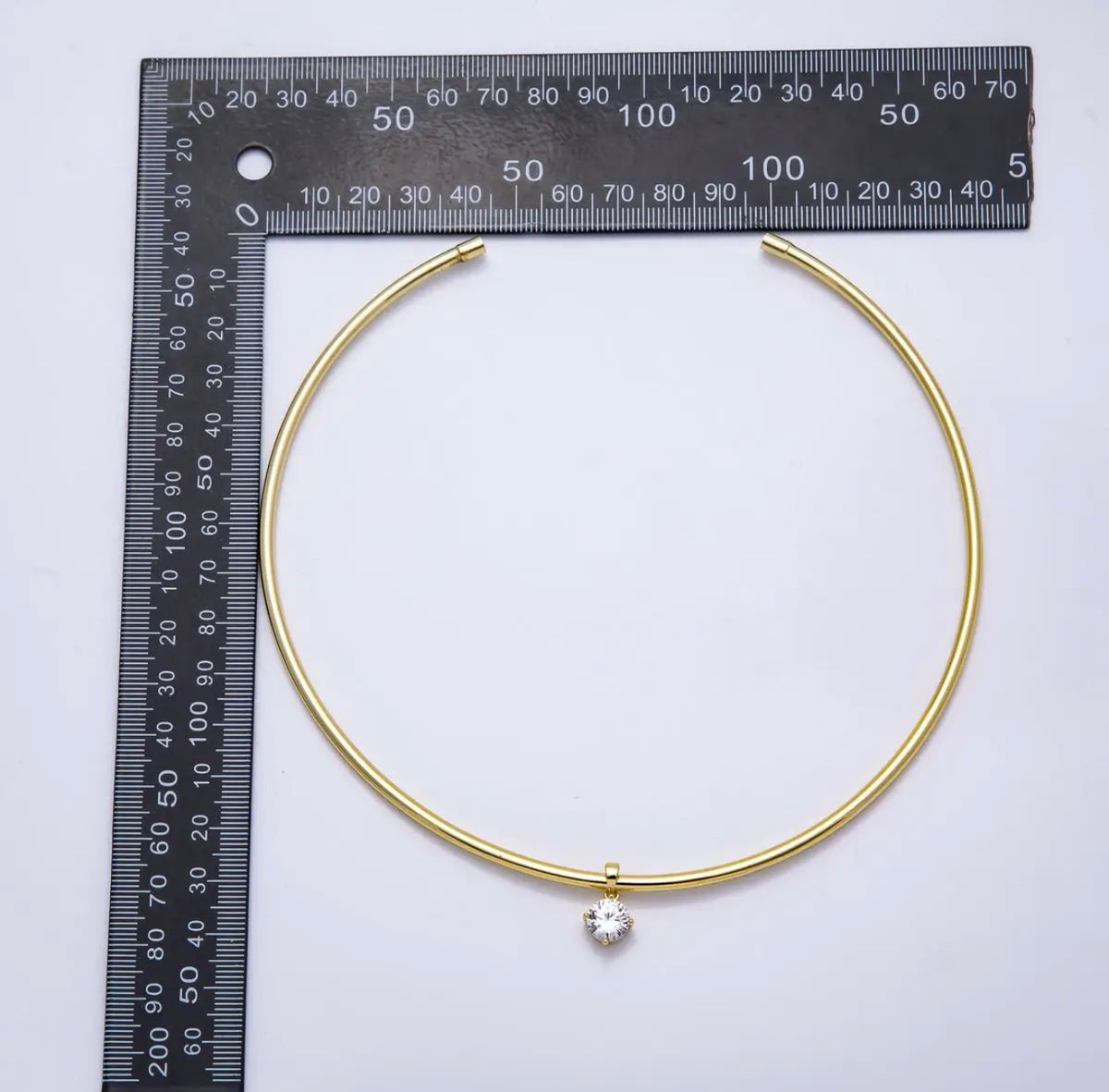 16k Gold Filled 3mm Round
Solitaire Cz Tube Choker
Floating Collar Necklace |
