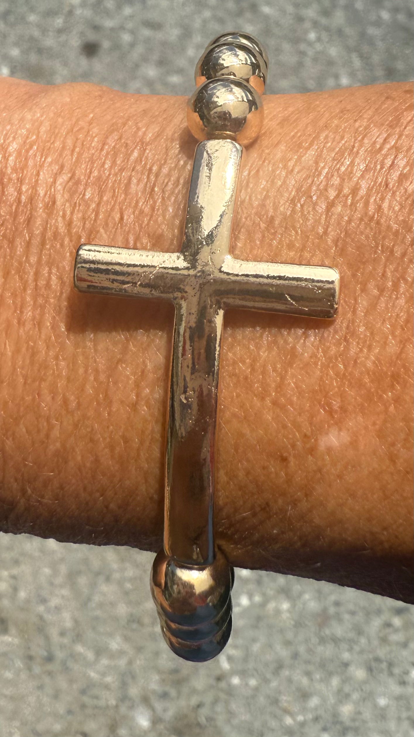 Gold beaded sideways cross Bracelet