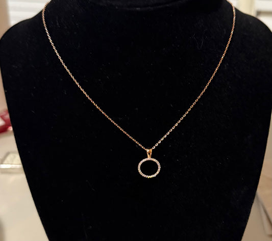 Dainty Rose Gold Pave Circle Cutout
Pendant Necklace