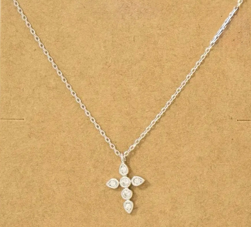 Cz. Silver Dipped Cross
Pendant Necklace