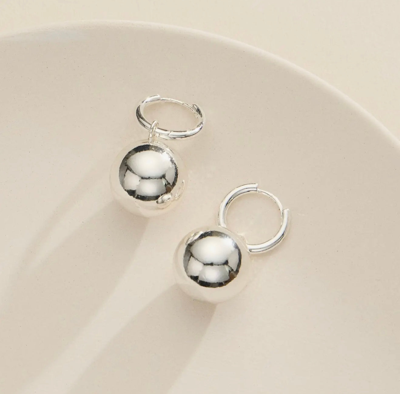Silver Ball Hoop Earrings