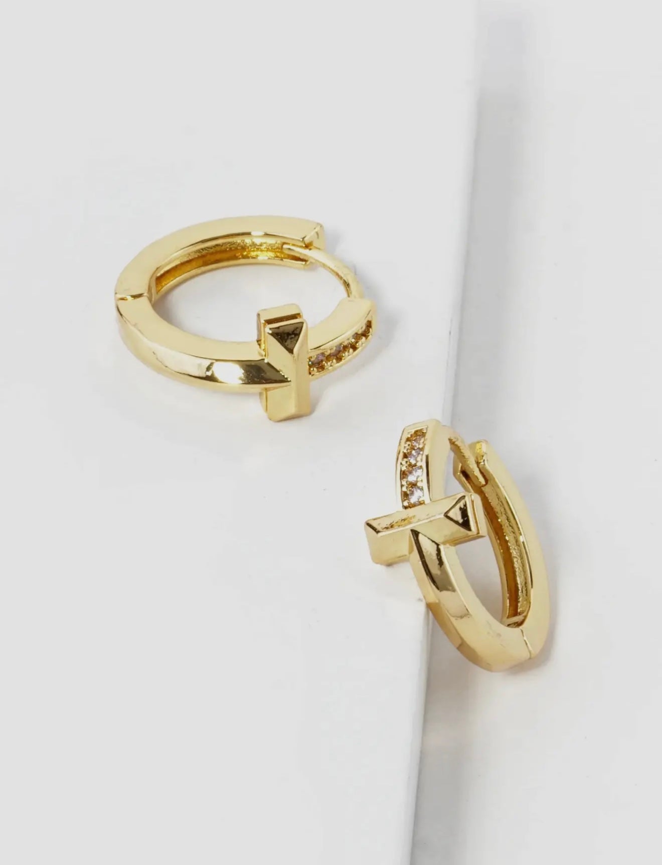 14K Gold Dipped Cz Pave Cross
Huggie Hoop Earrings