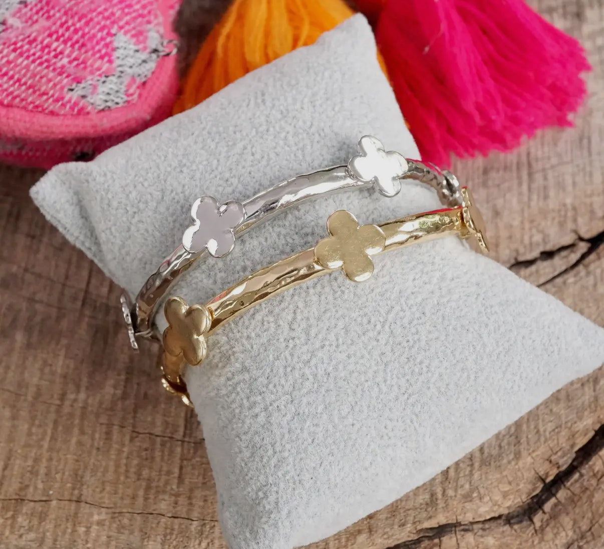 Gold Clover Bangle Bracelet