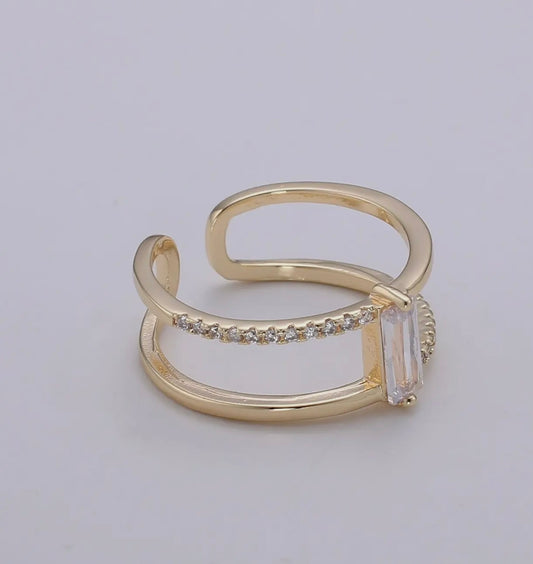 Gold Filled Double Band
Baguette Micro Paved Cz Ring