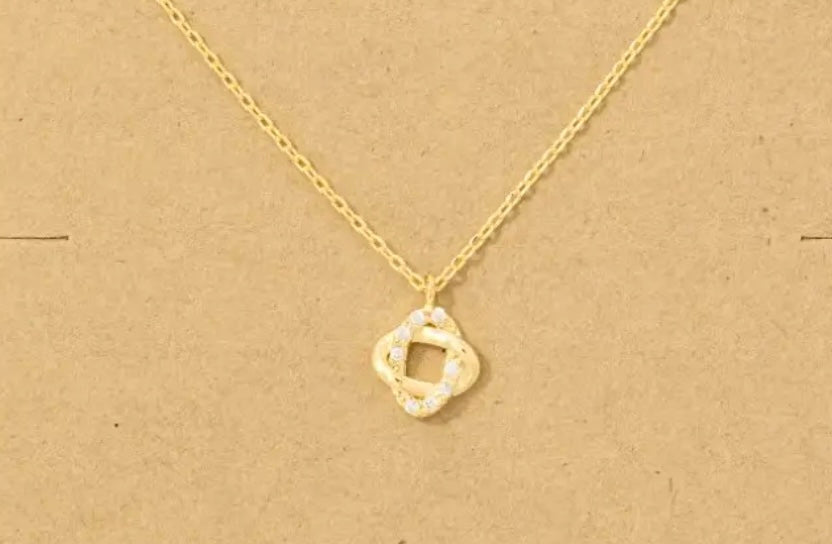 Gold Dipped Pave Double Knot
Pendant Necklace