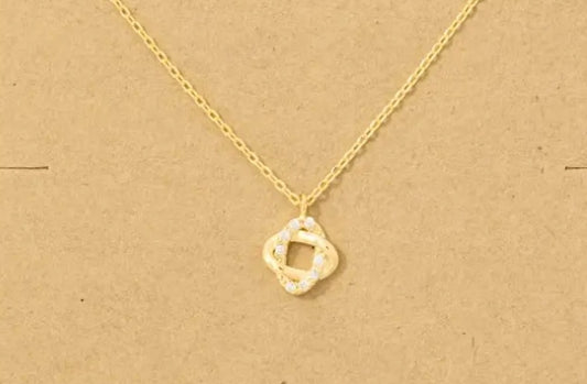 Gold Dipped Pave Double Knot
Pendant Necklace