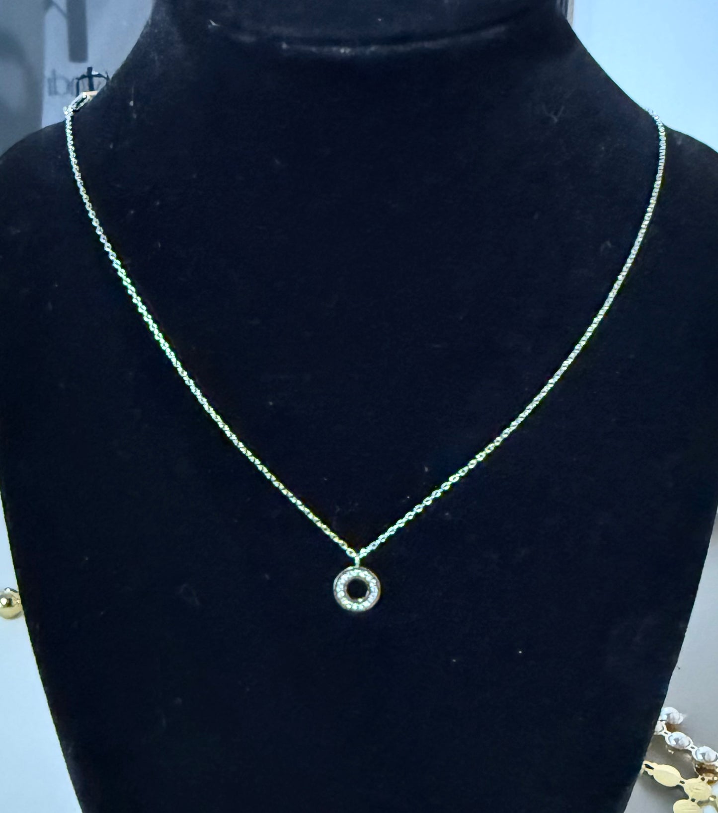 Silver Pave Circle
Pendant Necklace