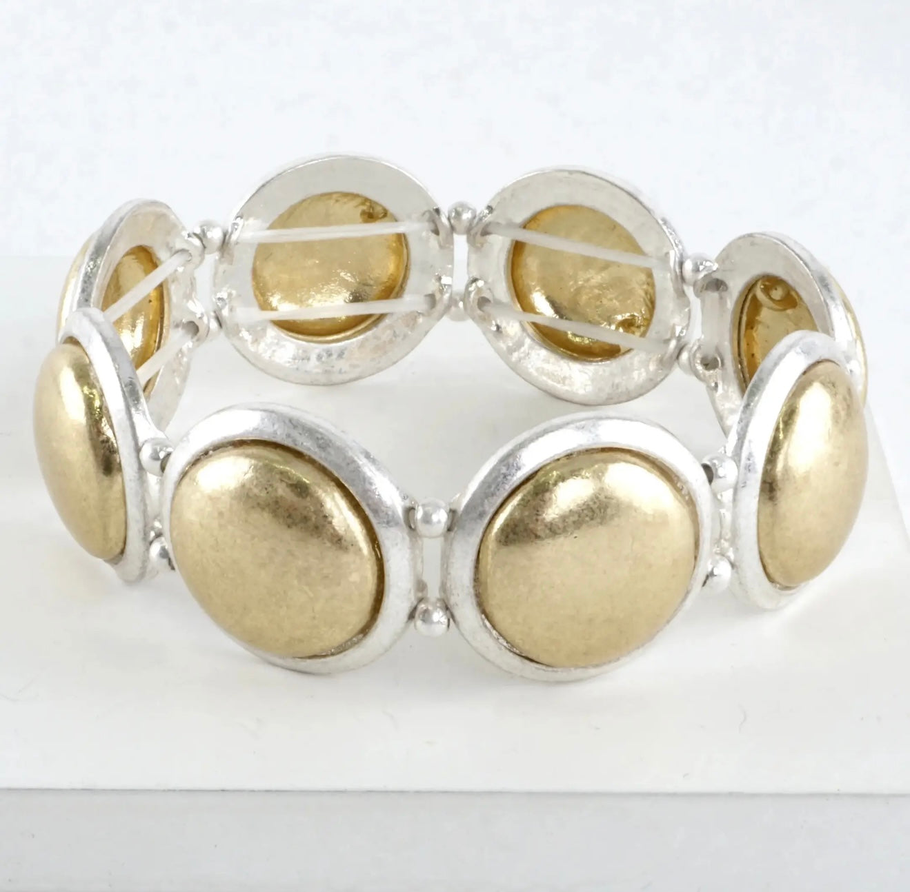 2 Tone Round Silver
Stretch Bracelet