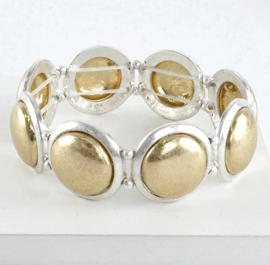 2 Tone Round Silver
Stretch Bracelet