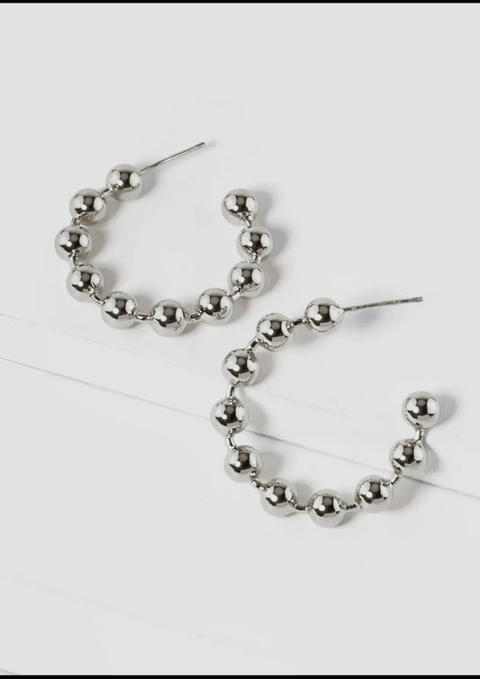Silver 25mm Ball Hoop Earring
