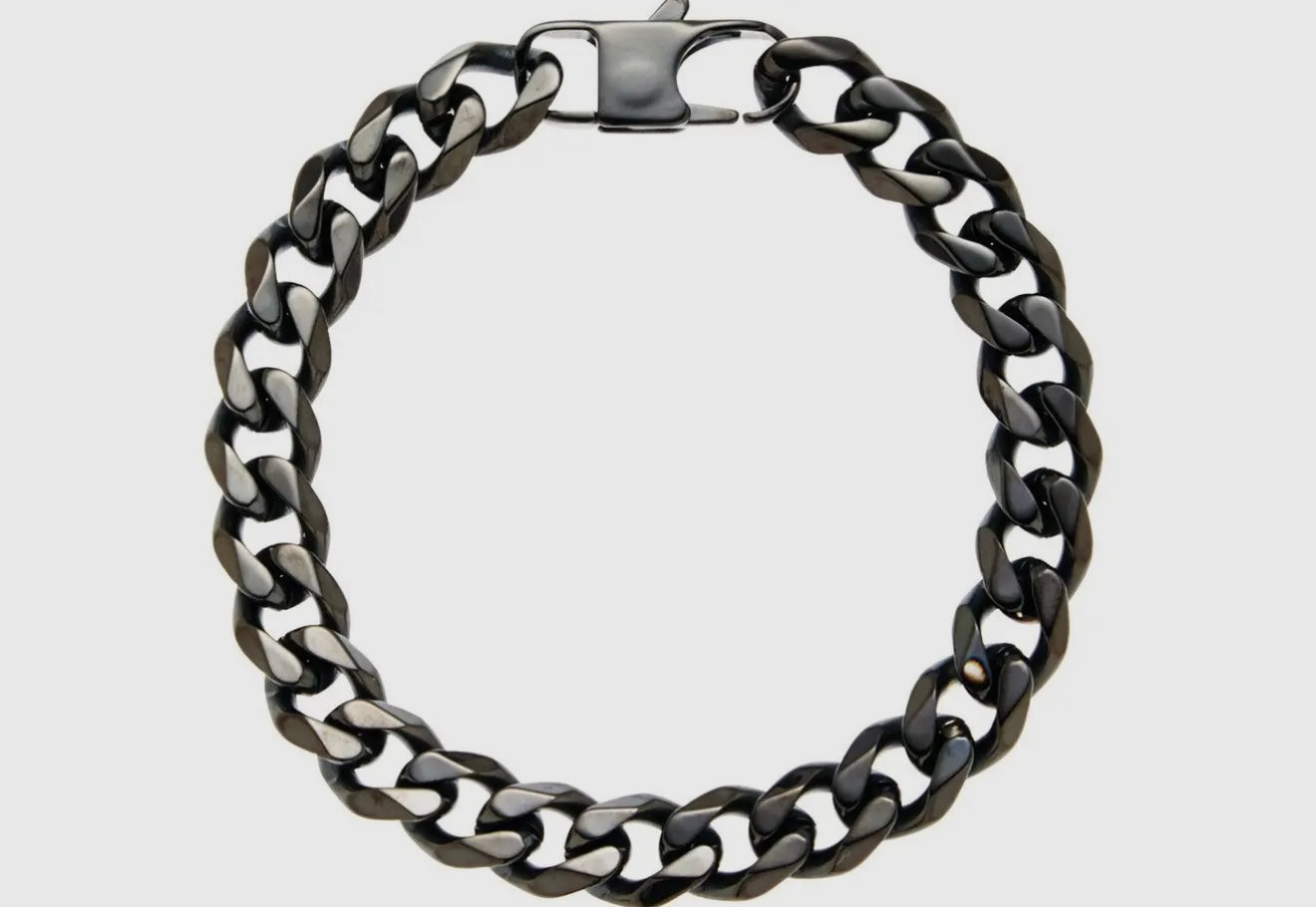 Men's Black Plated Stainless Steel Curb Link Chain Bracelet