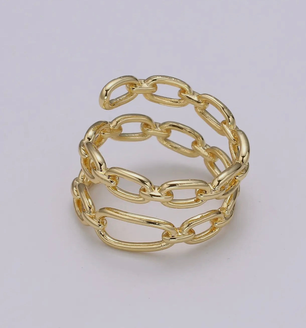 14k Gold Filled Chain Ring, Gold Stacking Ring, Thick Chain