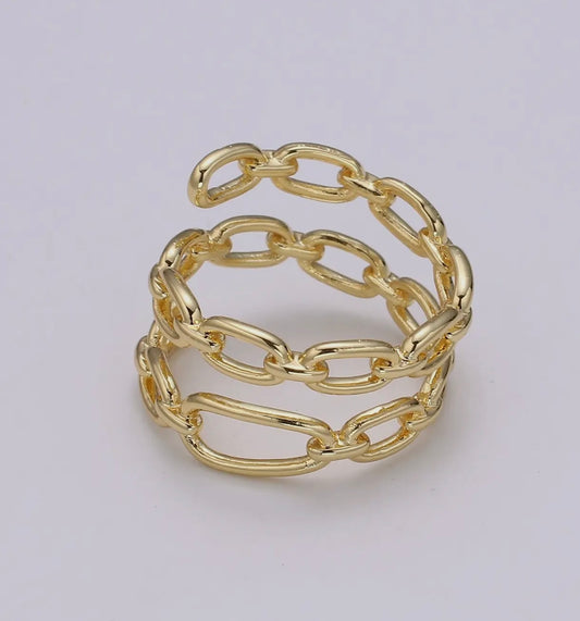 14k Gold Filled Chain Ring, Gold Stacking Ring, Thick Chain
