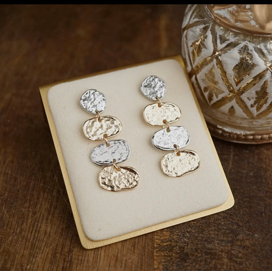 Two-Tone Muse - Elliptic Trio Drop Earrings