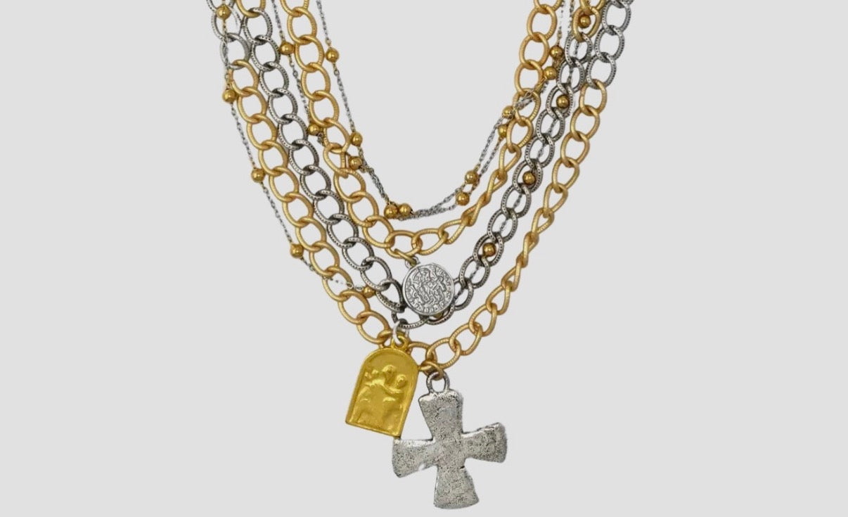 Bethel Layered Chain and Charms Necklace