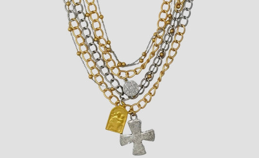 Bethel Layered Chain and Charms Necklace