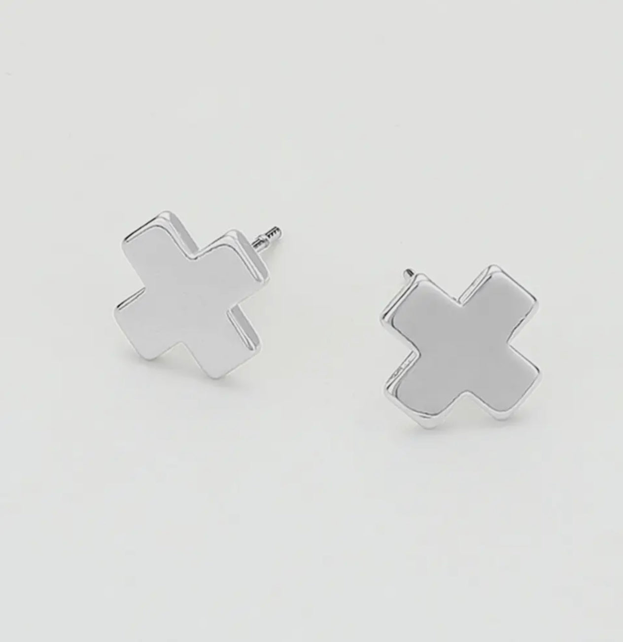 Silver Metal Cross Stud Earring