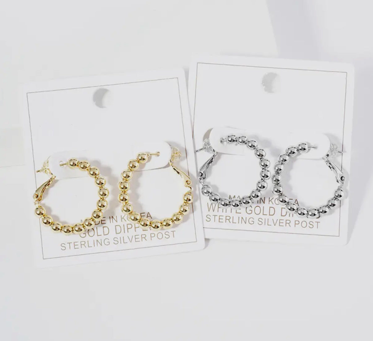 1” Gold Metal Ball Hoop Earrings