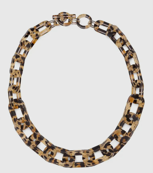 Leopard Resin Link Collar Necklace