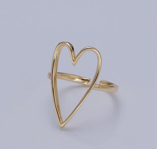Simple Gold Heart Adjustable Ring