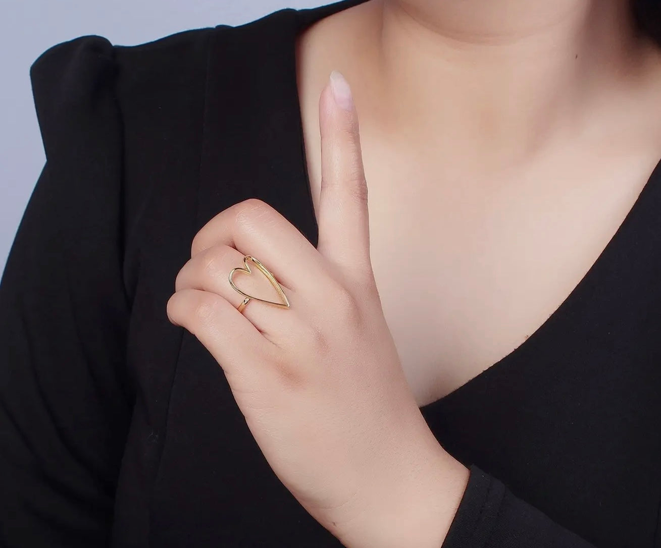 Simple Gold Heart Adjustable Ring