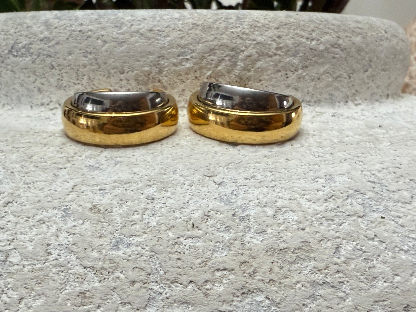 Two-Tone Layered Wide Hoop Earrings