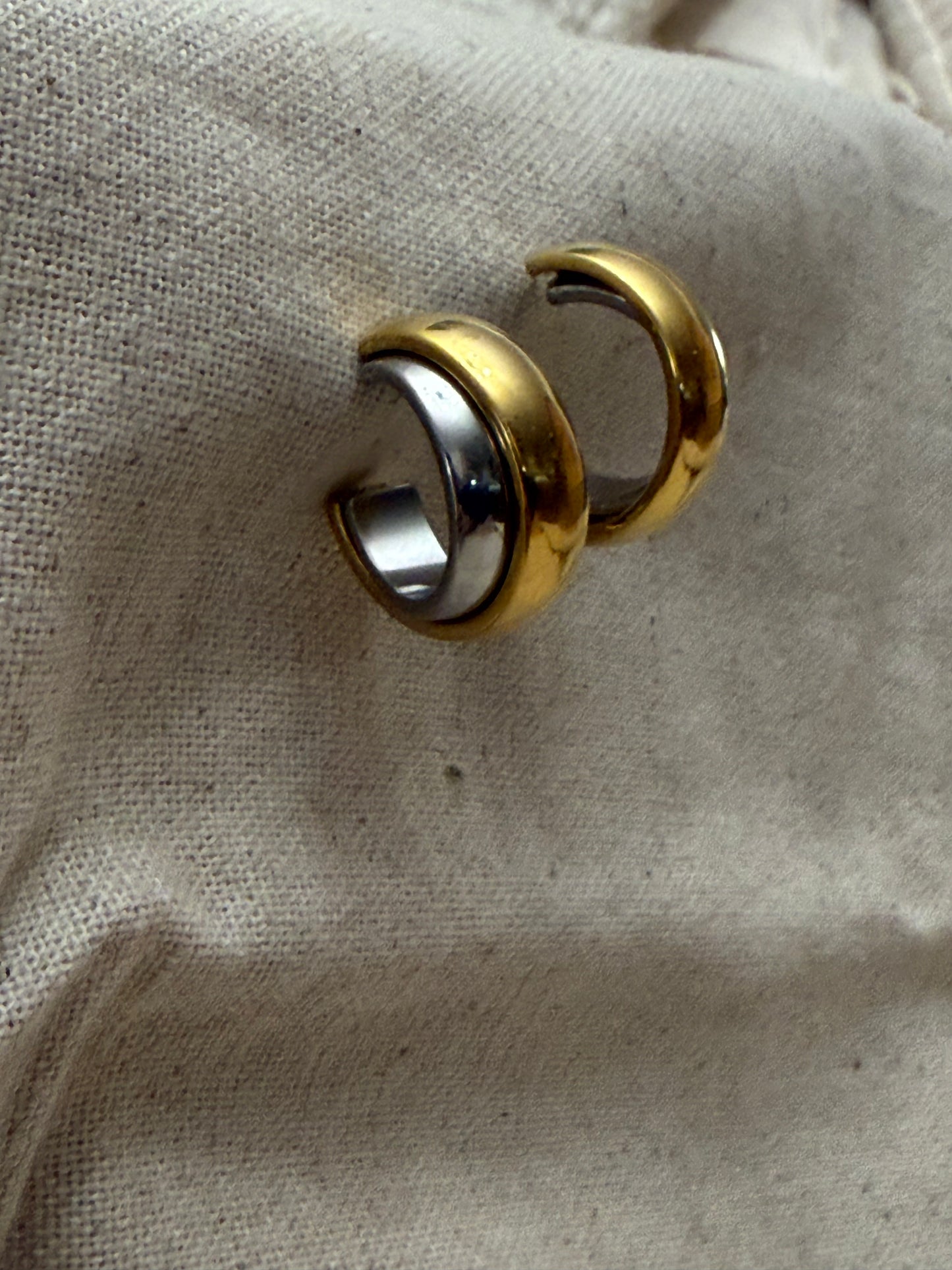 Two-Tone Layered Wide Hoop Earrings